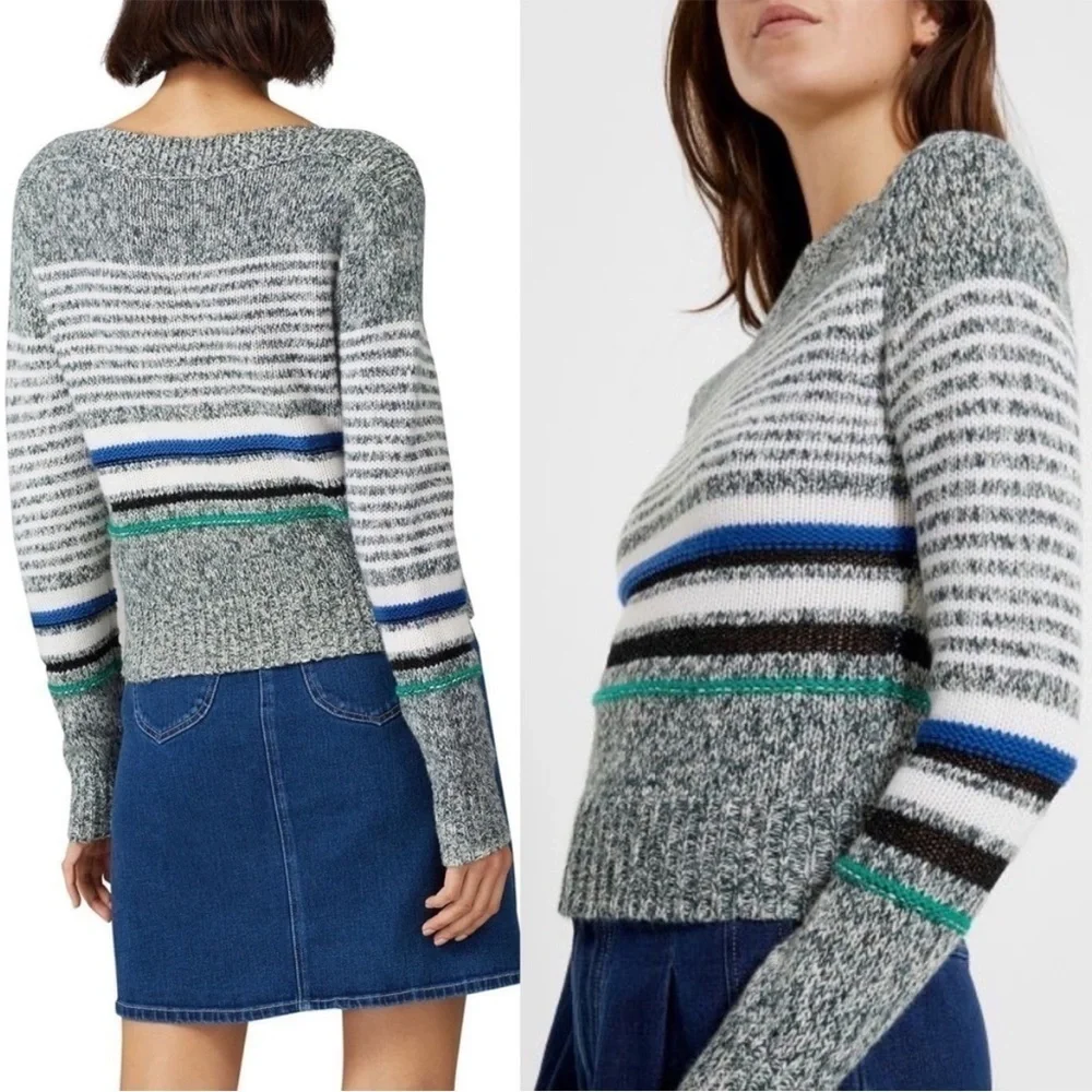 See by Chloe Striped Nightfall Green Sweater Designer Metallic Women’s Medium